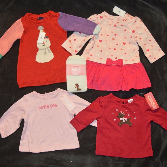Baby Gap NWT Snowman & Heart Dress Gymboree Shirts & Tights...